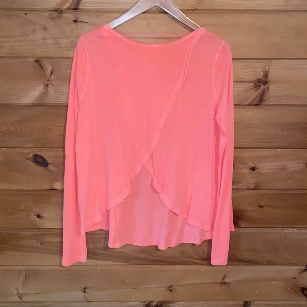 Free people neon Orange open back flowy top